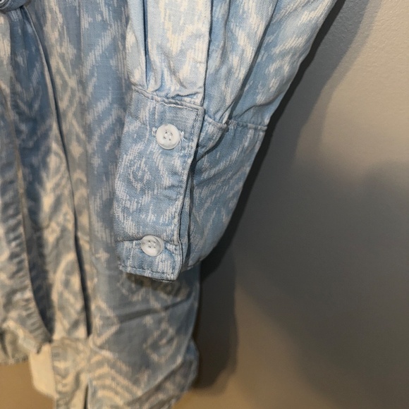 EUC Anthropologie Cloth & Stone Tercel Chambray Denim Geo Shirt Dress Size Large - Picture 4 of 7